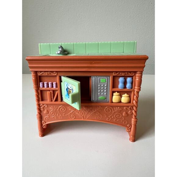 Loving Family Dollhouse Kitchen Counter Island Sink Microwave Fisher-Price 2004 - Picture 2 of 9